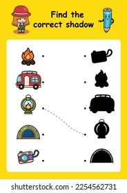 Find the correct shadow education game for children vector illustration