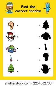 Find the correct shadow education game for children vector illustration
