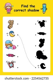 Find the correct shadow education game for children vector illustration