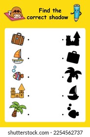 Find the correct shadow education game for children vector illustration