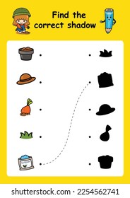 Find the correct shadow education game for children vector illustration
