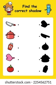 Find the correct shadow education game for children vector illustration