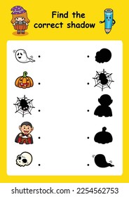 Find the correct shadow education game for children vector illustration
