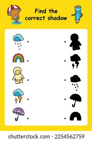 Find the correct shadow education game for children vector illustration