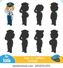 Find the correct shadow, education game for children, Police officer