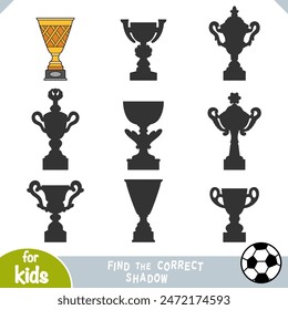 Find the correct shadow, education game for children, Sports trophy cup