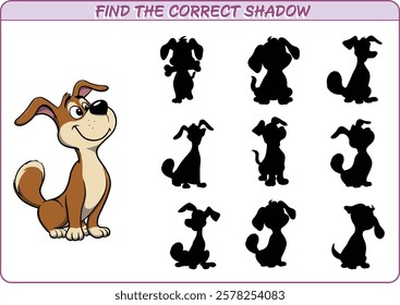 Find the correct Shadow. Education game for children. Concentration exercise. Vector illustration.
