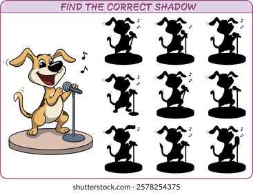 Find the correct Shadow. Education game for children. Concentration exercise. Vector illustration.