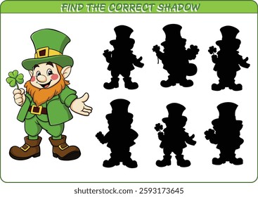 Find the correct Shadow. Education game for children. Concentration exercise. Vector illustration.