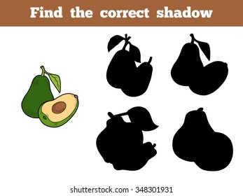 Find the correct shadow, education game for children: avocado
