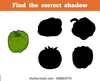 Find the correct shadow, education game for children: green pepper