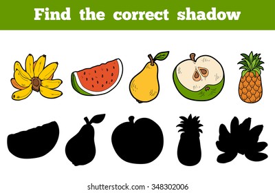 Find the correct shadow, education game for children: fruits