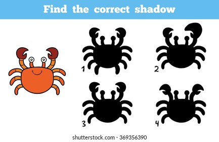 Find the correct shadow, education game for children (crab)