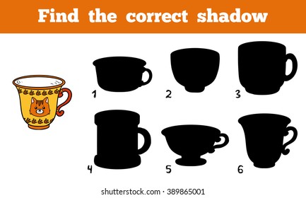 Find the correct shadow, education game for children (cup)