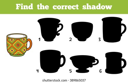 Find the correct shadow, education game for children (cup)