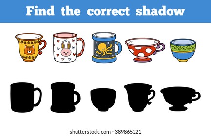 Find the correct shadow, education game for children (cup)