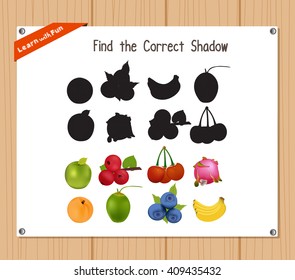Find the correct shadow, education game for children - Fruits