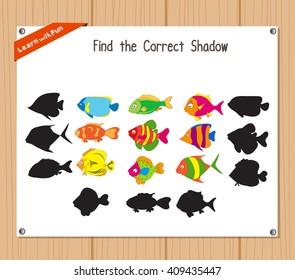 Find the correct shadow, education game for children - Fish