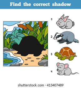 Find the correct shadow, education game for children. Find animal by shadow
