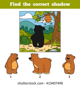 Find the correct shadow, education game for children. Find bear by shadow