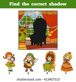 Find the correct shadow, education game for children. Find girl by shadow