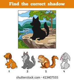 Find the correct shadow, education game for children. Find animal by shadow