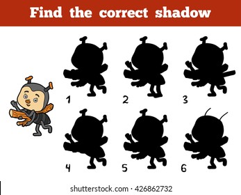 Find the correct shadow, education game for children. Little ant