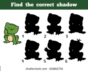 Find the correct shadow, education game for children. Little frog