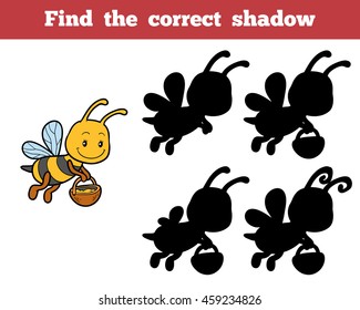 Find the correct shadow, education game for children about bees