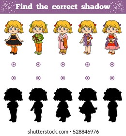 Find the correct shadow, education game for children, Girls