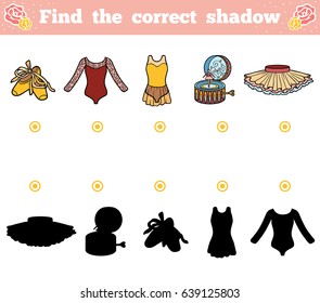 Find the correct shadow, education game for children. Ballet items