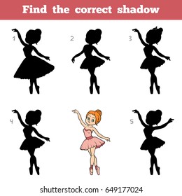 Find the correct shadow, education game for children, Ballerina