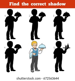 Find the correct shadow, education game for children, Waiter