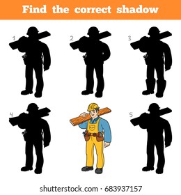 Find the correct shadow, education game for children, Builder