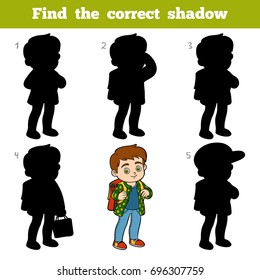 Find the correct shadow, education game for children, Schoolboy
