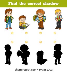 Find the correct shadow, education game for children, Schoolchildren