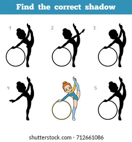 Find the correct shadow, education game for children, The gymnast with a hoop