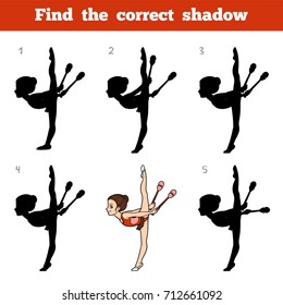 Find the correct shadow, education game for children, The gymnast and juggling clubs