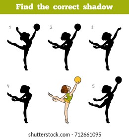 Find the correct shadow, education game for children, The gymnast with a ball