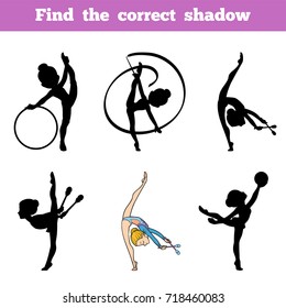 Find the correct shadow, education game for children, The gymnast and juggling clubs