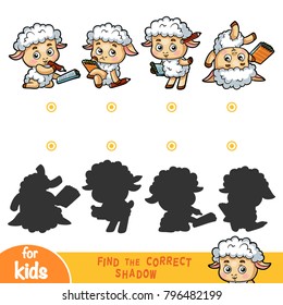 Find the correct shadow, education game for children, Sheep set