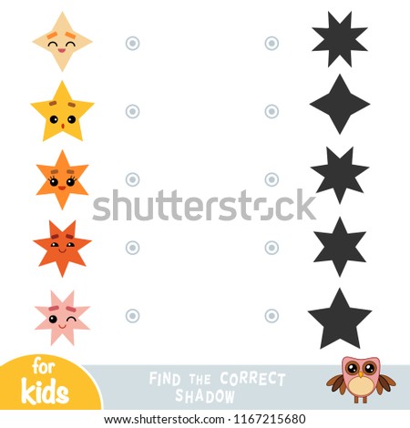 Find the correct shadow, education game for children. Geometric shapes - stars