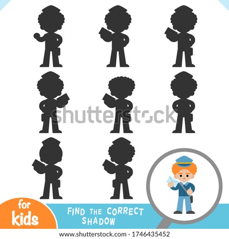 Find the correct shadow, education game for children, Postman holding an envelope