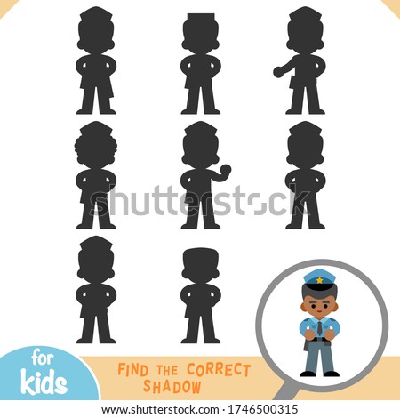 Find the correct shadow, education game for children, Police officer