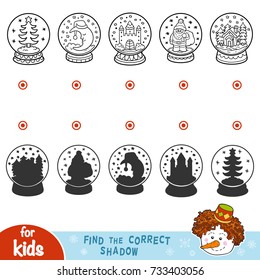 Find the correct shadow, education games. Snowballs with Christmas items