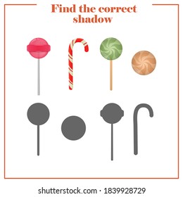 Find the correct shadow. Education worksheet. Matching game for kids.