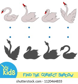 
Find the correct shadow. Educational game for children. Vector illustration. Swans