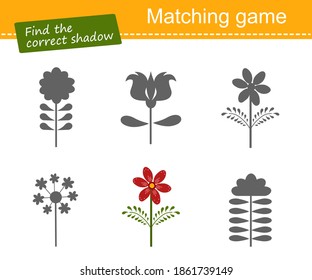 Find correct shadow. Educational game for children. Flat cartoon style. Vector illustration