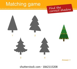 Find correct shadow. Educational game for children. Flat cartoon style. Vector illustration