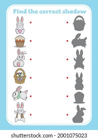 Find the correct shadow. Educational game for children. Cartoon vector illustration.